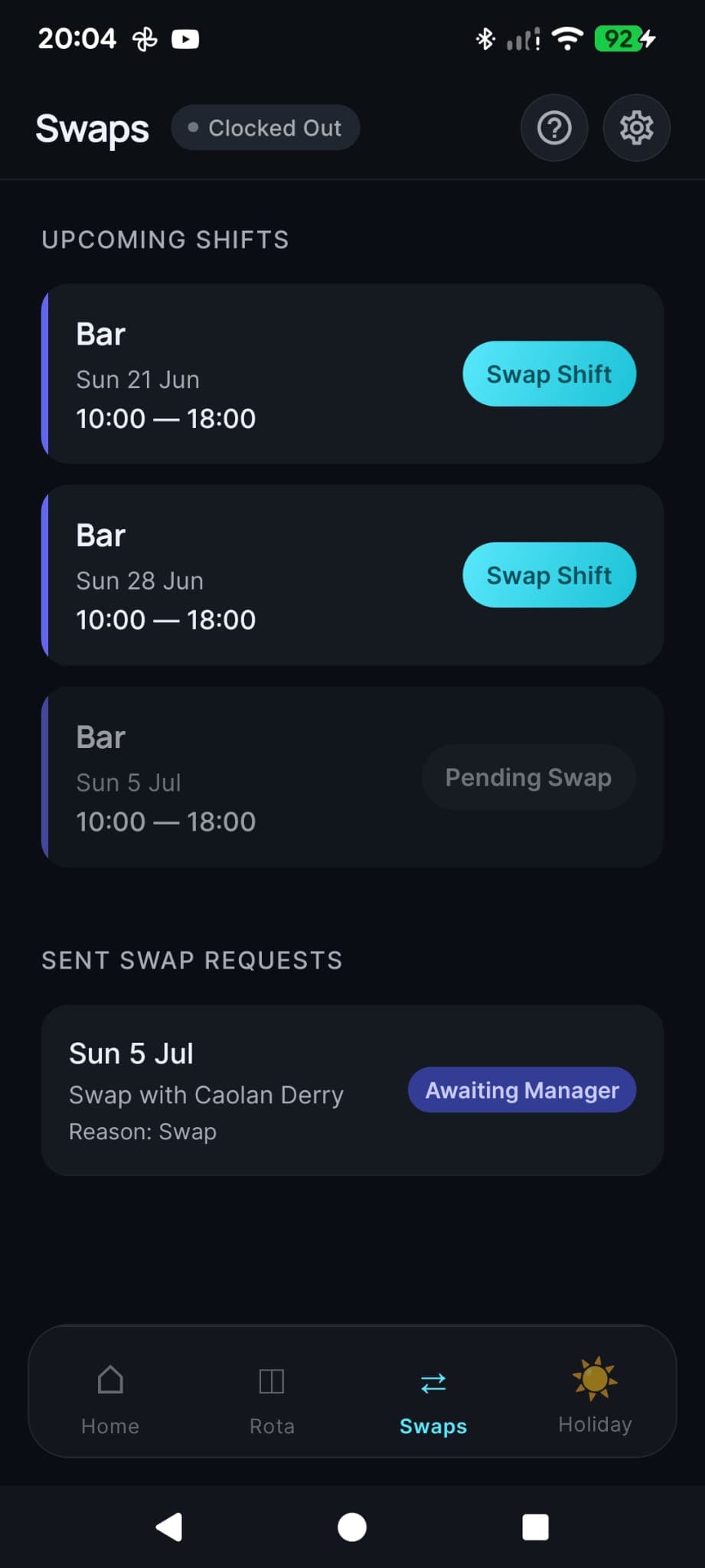 Swaps that resolve themselves